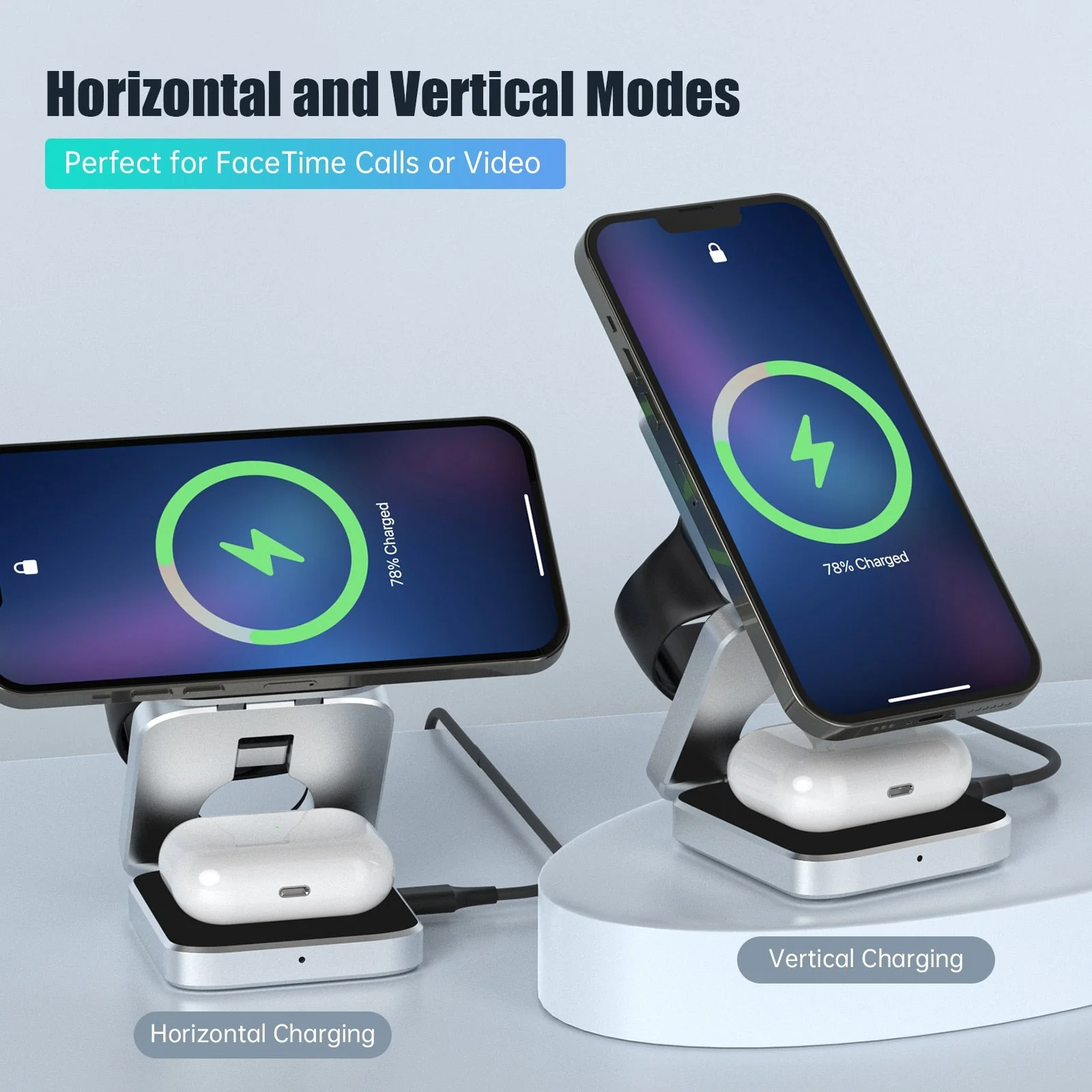 3in1 Magnetic Foldable Wireless Charger Stand Dock - Image 2