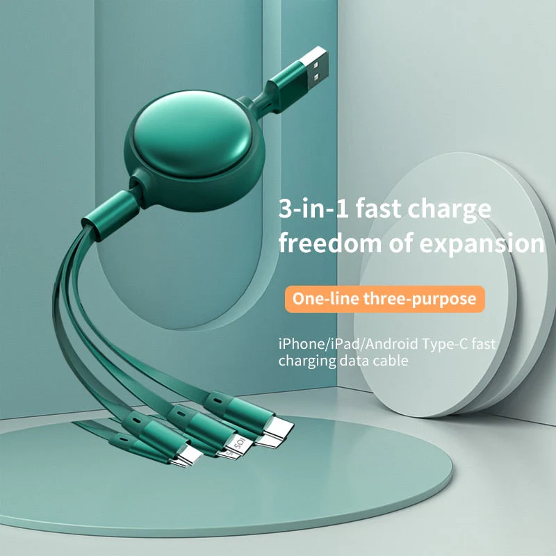 3in1 Retractable Fast Charging Cable - Image 2