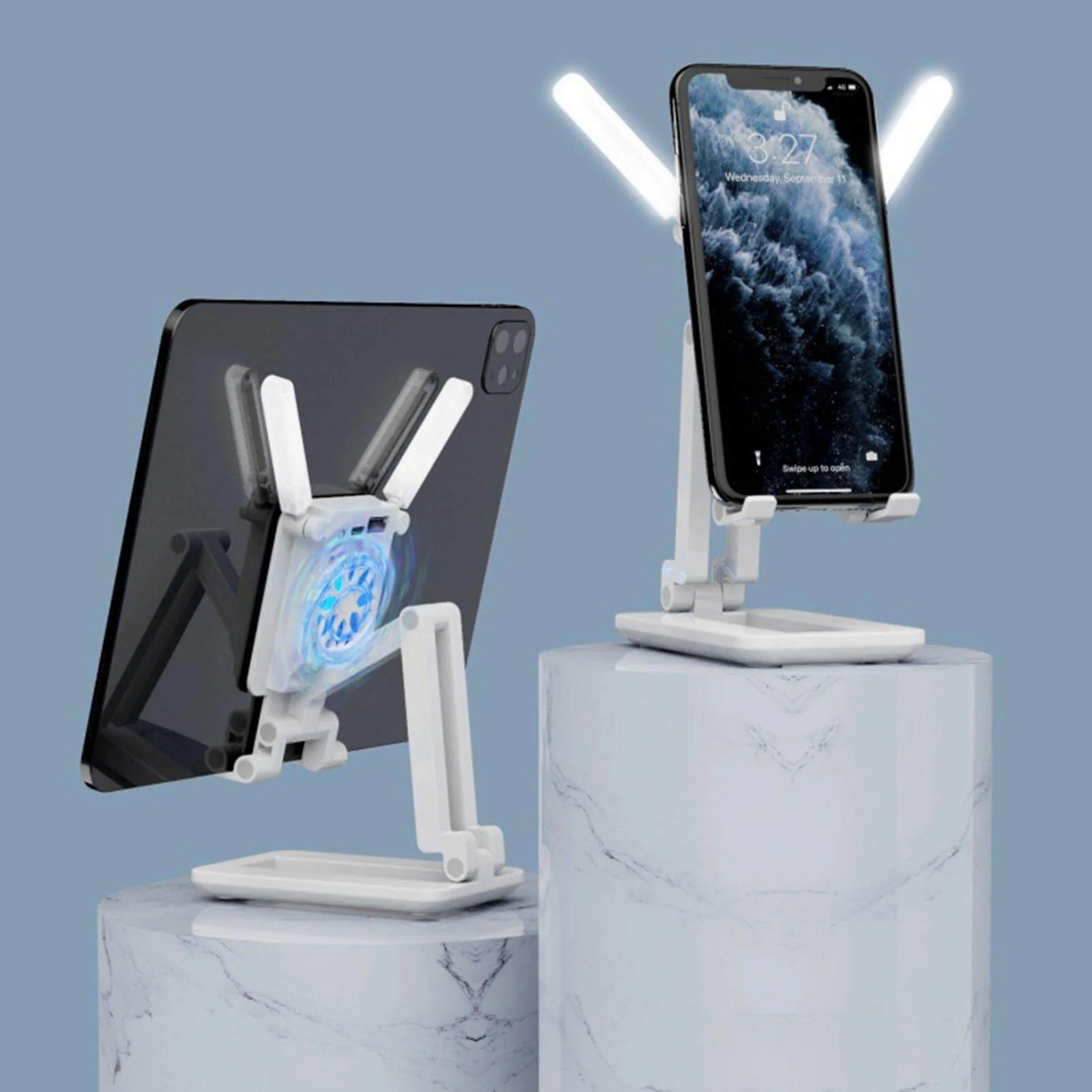 3in1 Selfie Light Adjustable Cooling Fan Phone Holder - Image 10
