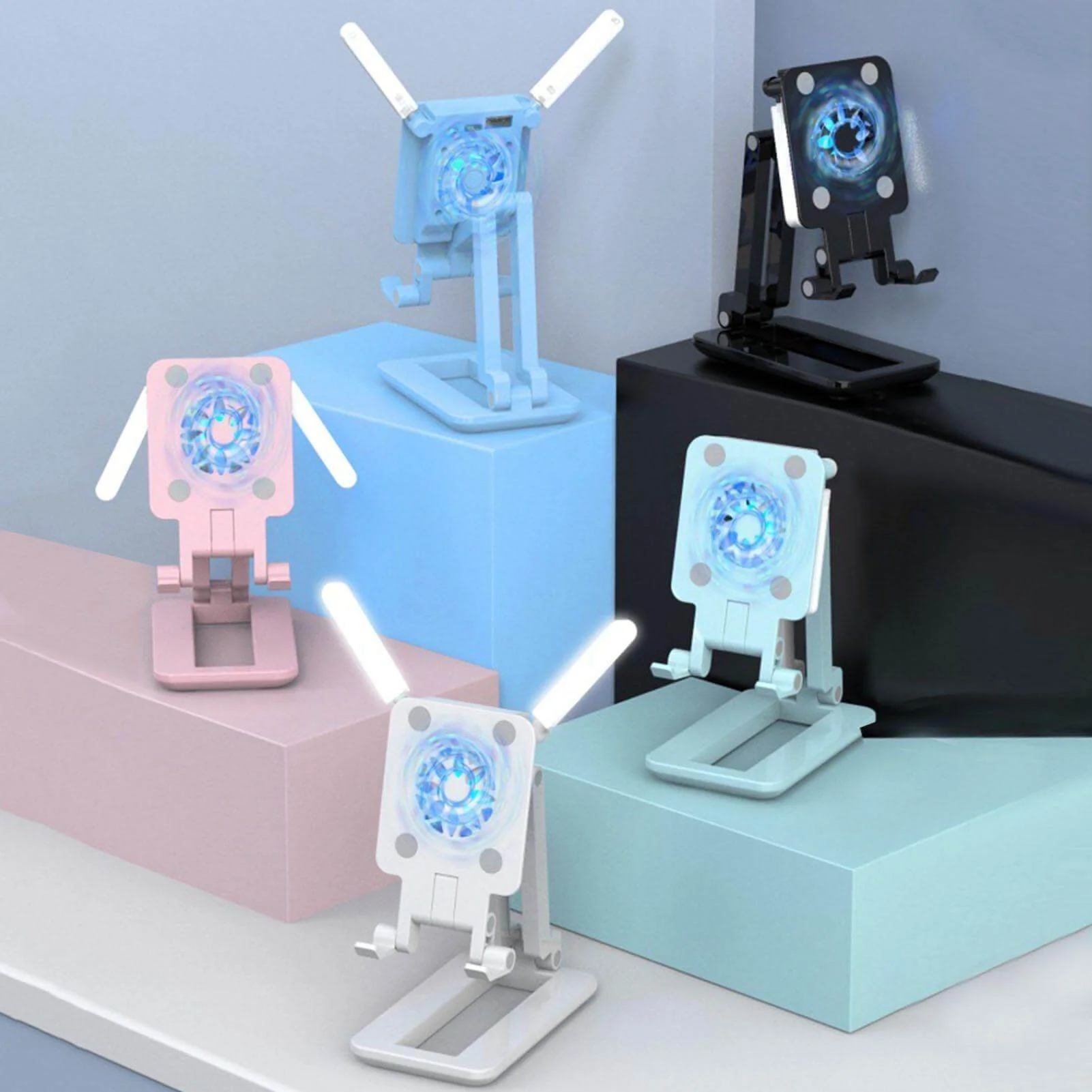 3in1 Selfie Light Adjustable Cooling Fan Phone Holder - Image 13