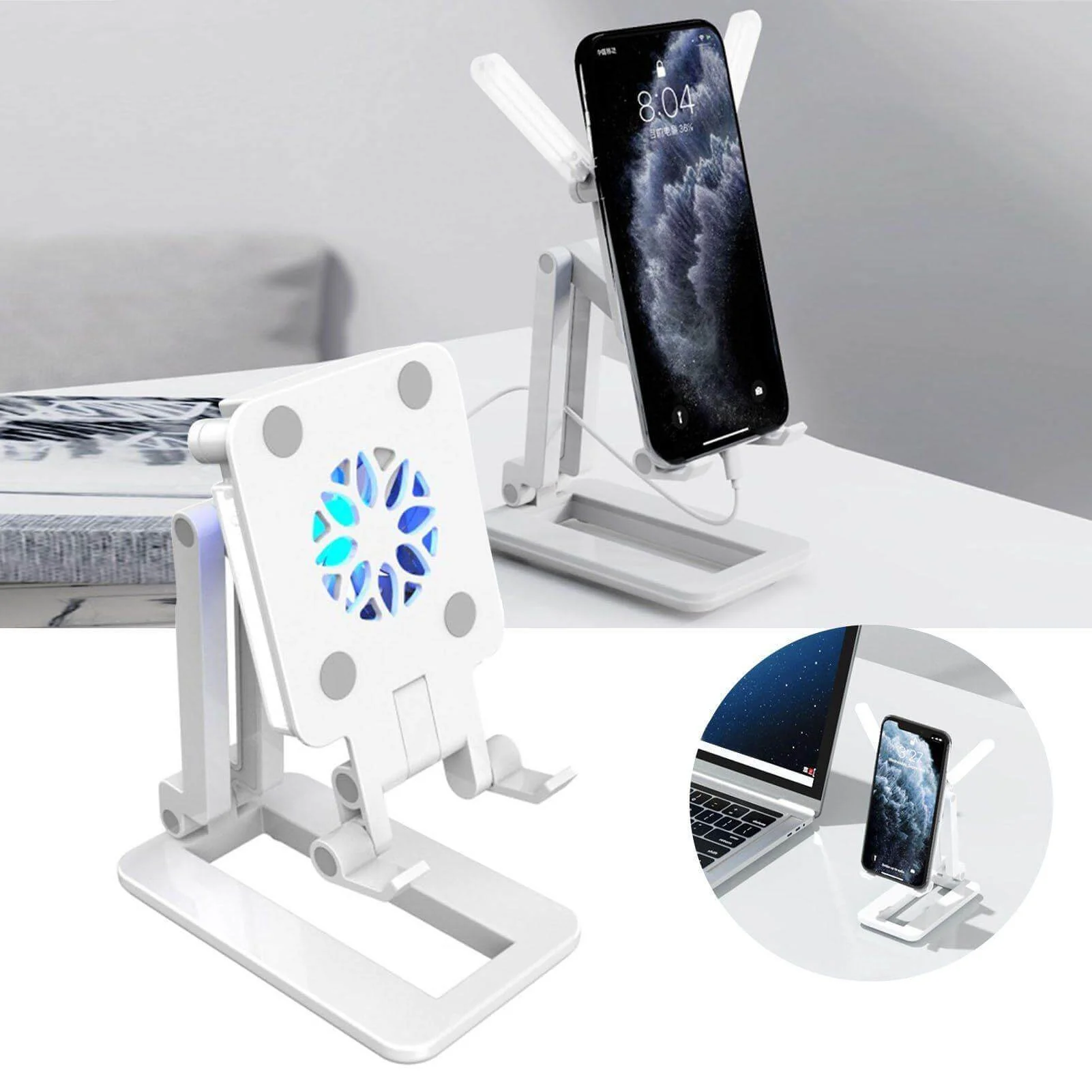 3in1 Selfie Light Adjustable Cooling Fan Phone Holder - Image 6