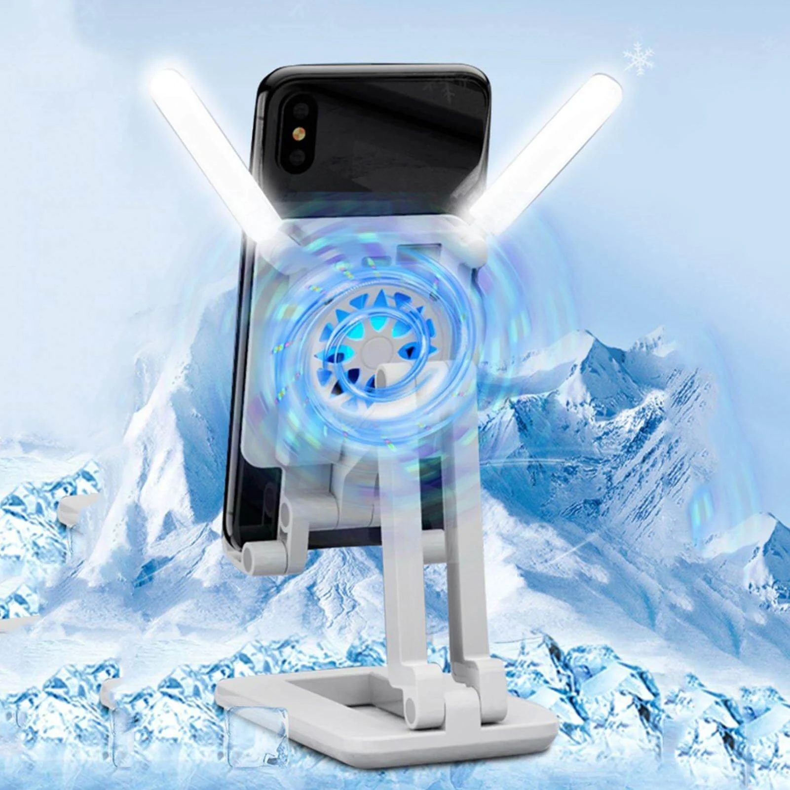 3in1 Selfie Light Adjustable Cooling Fan Phone Holder - Image 7