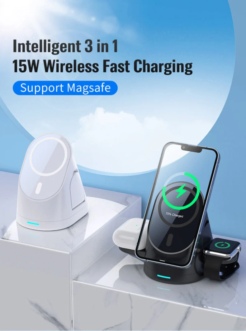 3in1 Space Station Magnetic Wireless Charger Stand - Image 5