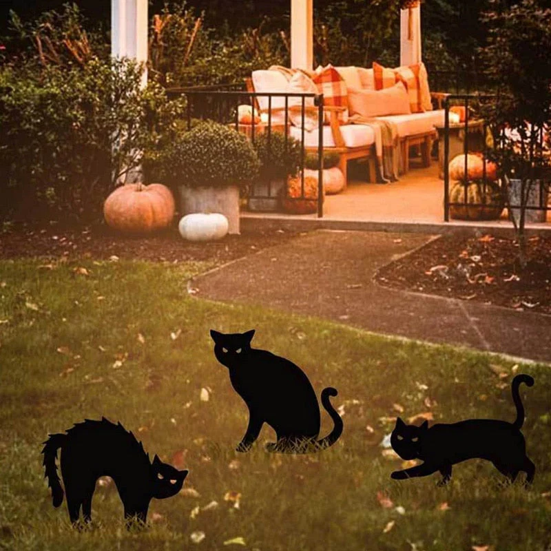 3Pcs Black Cat Garden Ornaments - Image 2