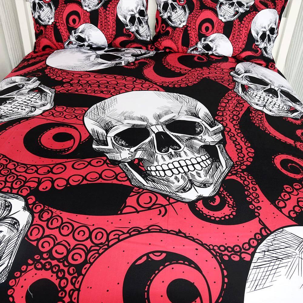 3pcs Skulls and Octopus Tentacles Hand Duvet Cover Bedding Set - Image 4