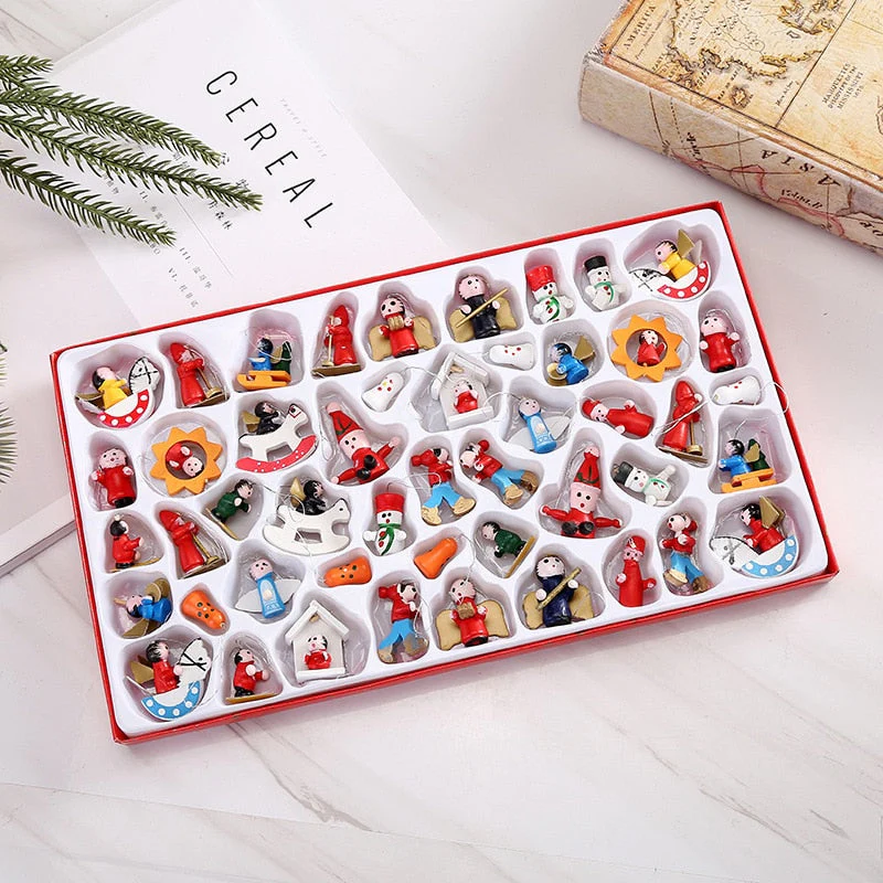 48pcs Santa's Runners Wooden Decoration Set - Image 2