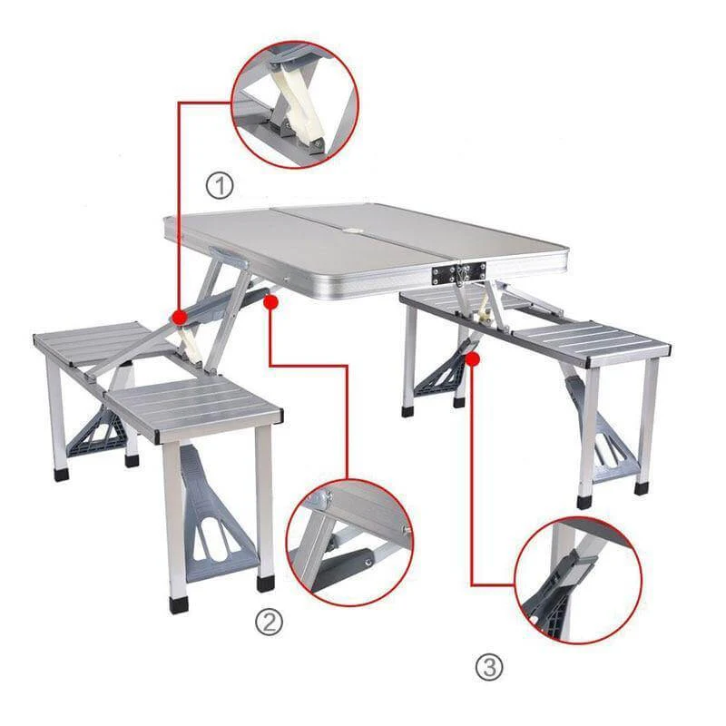 4pcs Portable Outdoor Folding Tables and Chairs One - Image 4