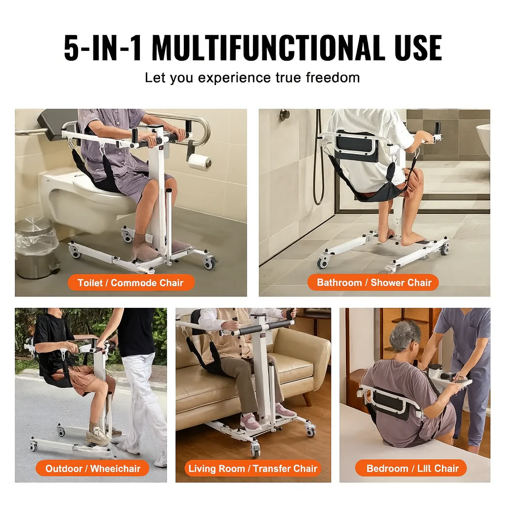 5-in-1 Foldable Patient Lift Mobility Chair - Image 4
