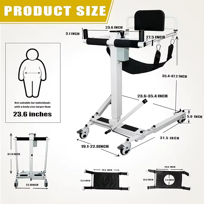 5-in-1 Foldable Patient Lift Mobility Chair - Image 7