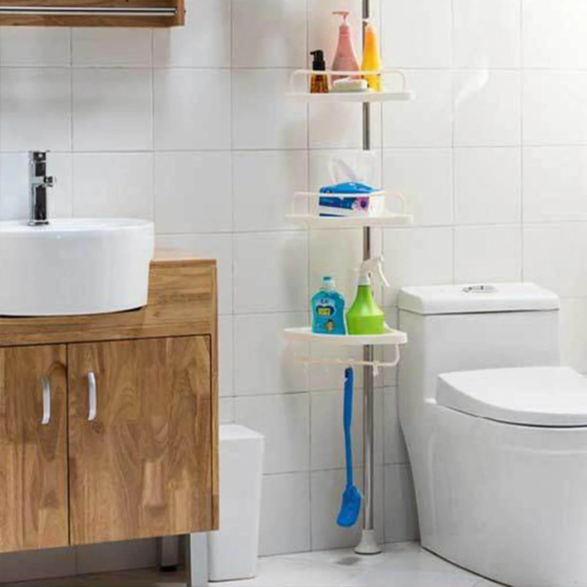 5-Tier Adjustable Stainless Steel Corner Storage Rack - Image 3
