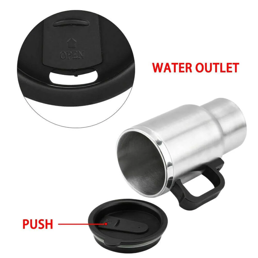 500ML Electric In-car Stainless Steel Travel Heated Mug - Image 4
