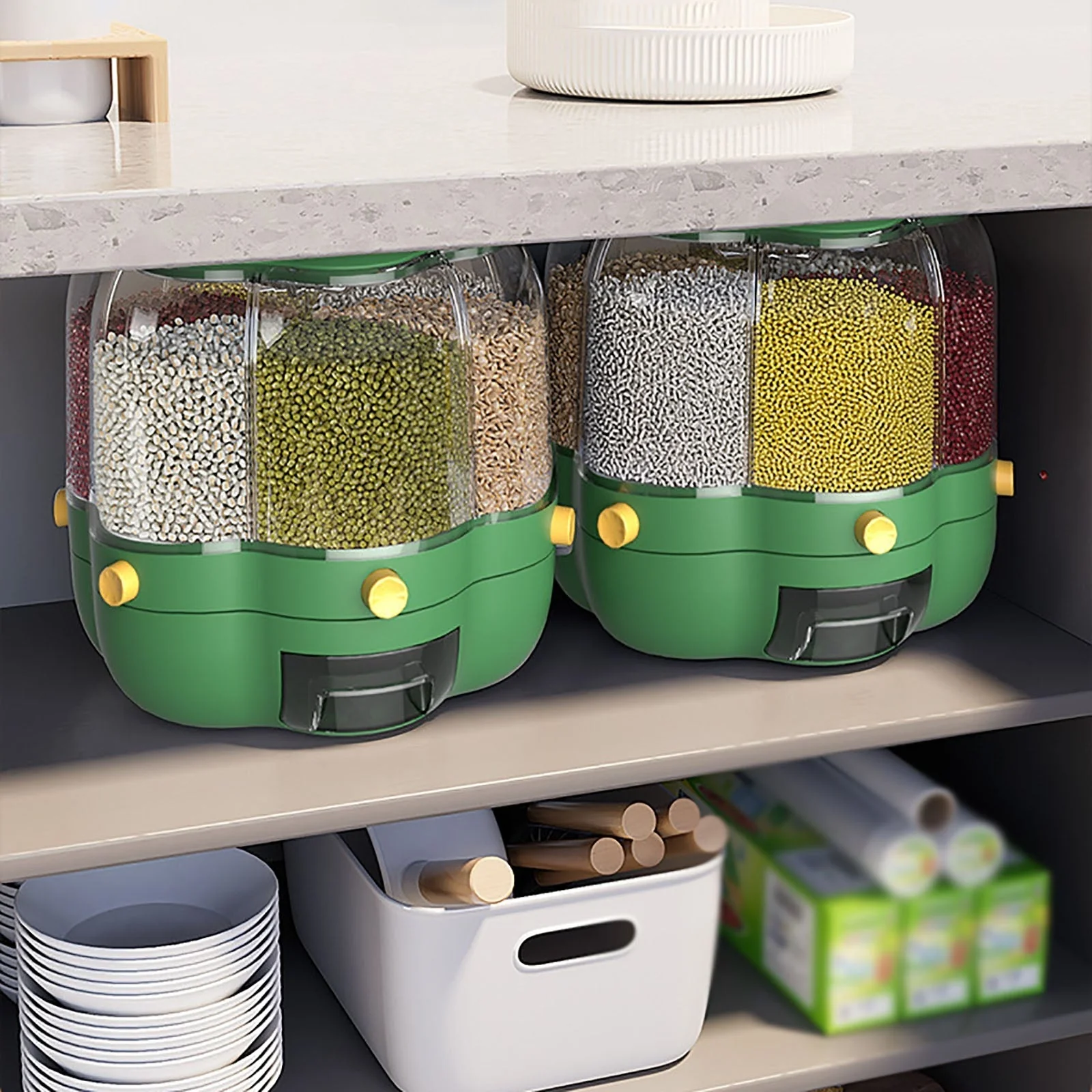 6-Grid Rotating Grain Storage Dispenser - Image 6