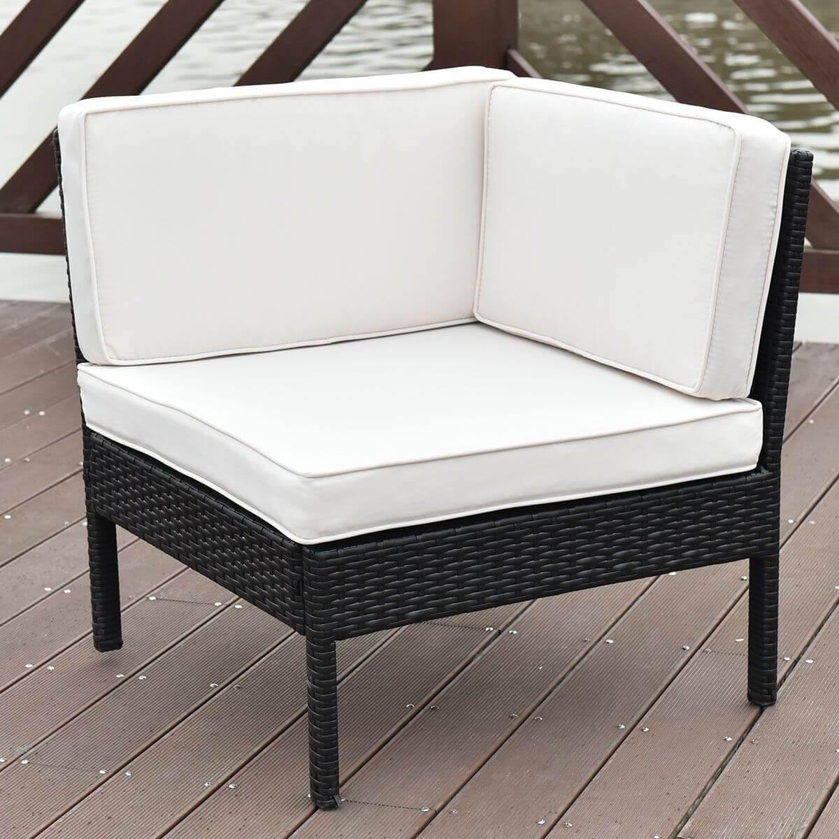 6 PCS Sofa Cushioned Garden Corner Couch Sofa Table Set - Image 5