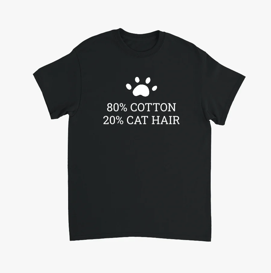 80% Cotton 20% Cat Hair Creative T-Shirt - Image 14