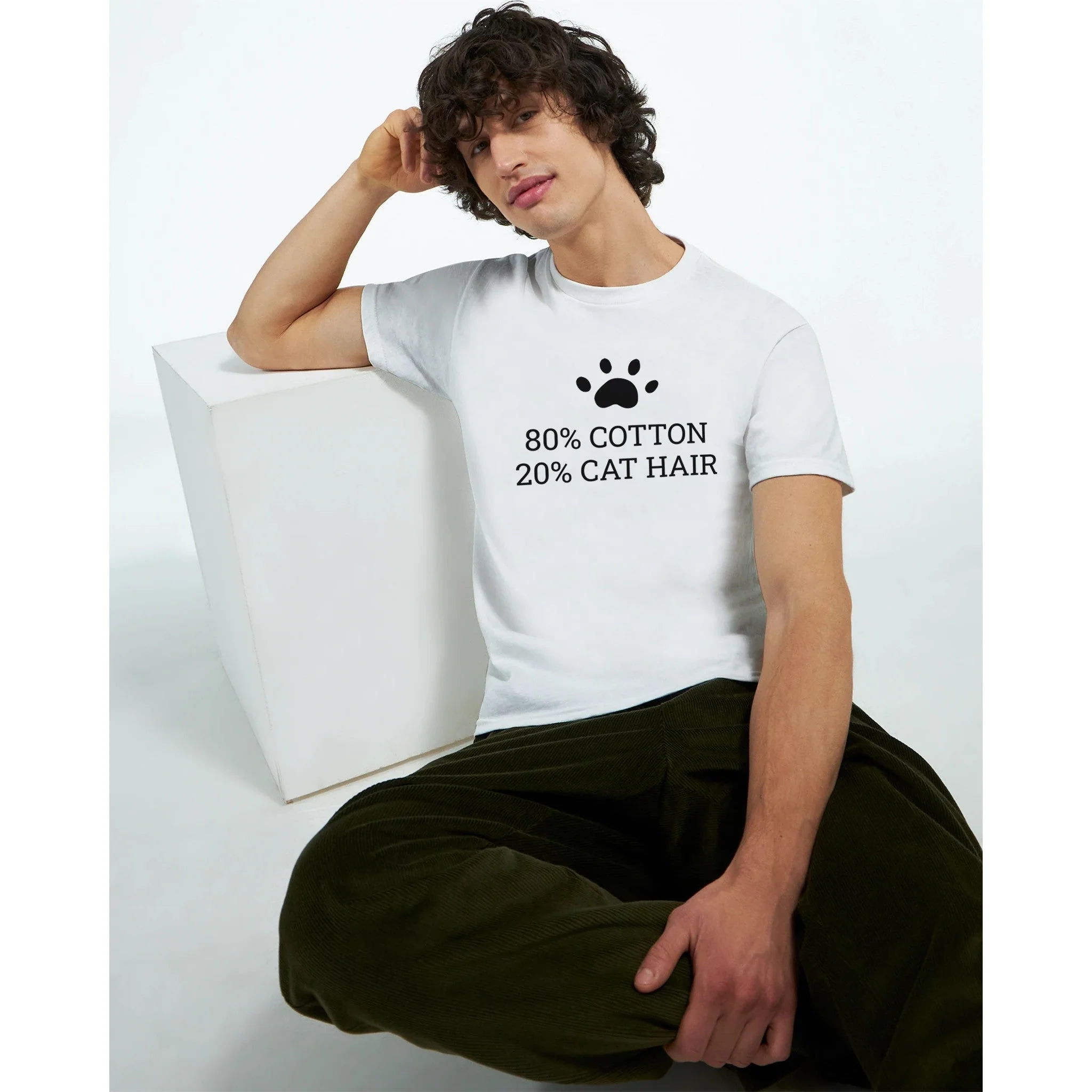 80% Cotton 20% Cat Hair Creative T-Shirt - Image 5