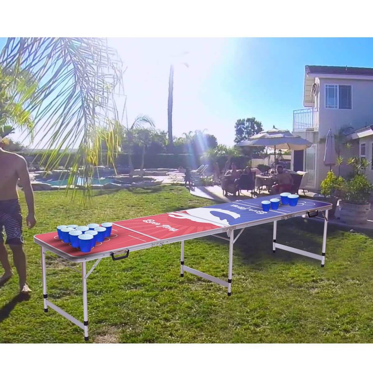 8FT Portable Indoor Folding Pong Table Party Gaming - Image 3