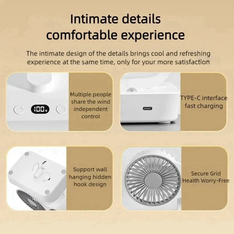 Adjustable Double-Head Portable Table Fan Night Lamp - Image 6