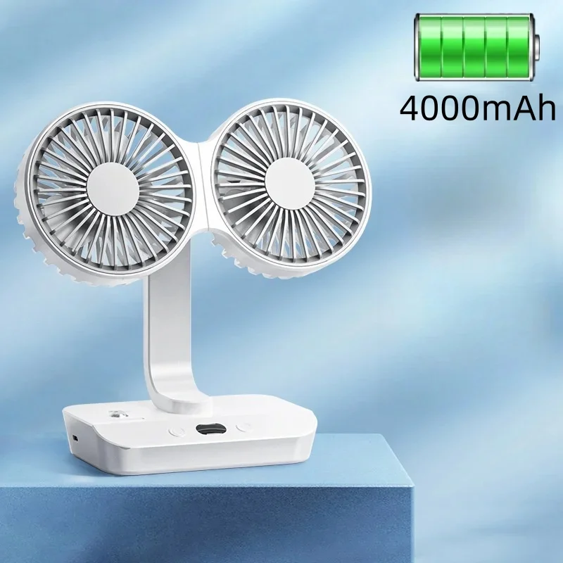 Adjustable Double-Head Portable Table Fan Night Lamp - Image 7