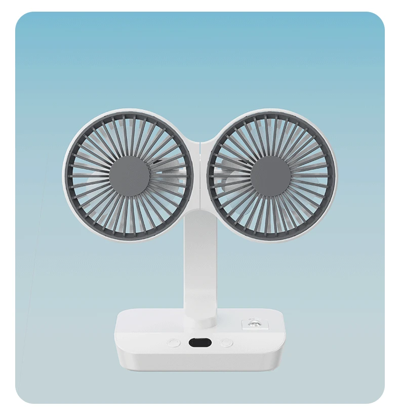 Adjustable Double-Head Portable Table Fan Night Lamp - Image 9