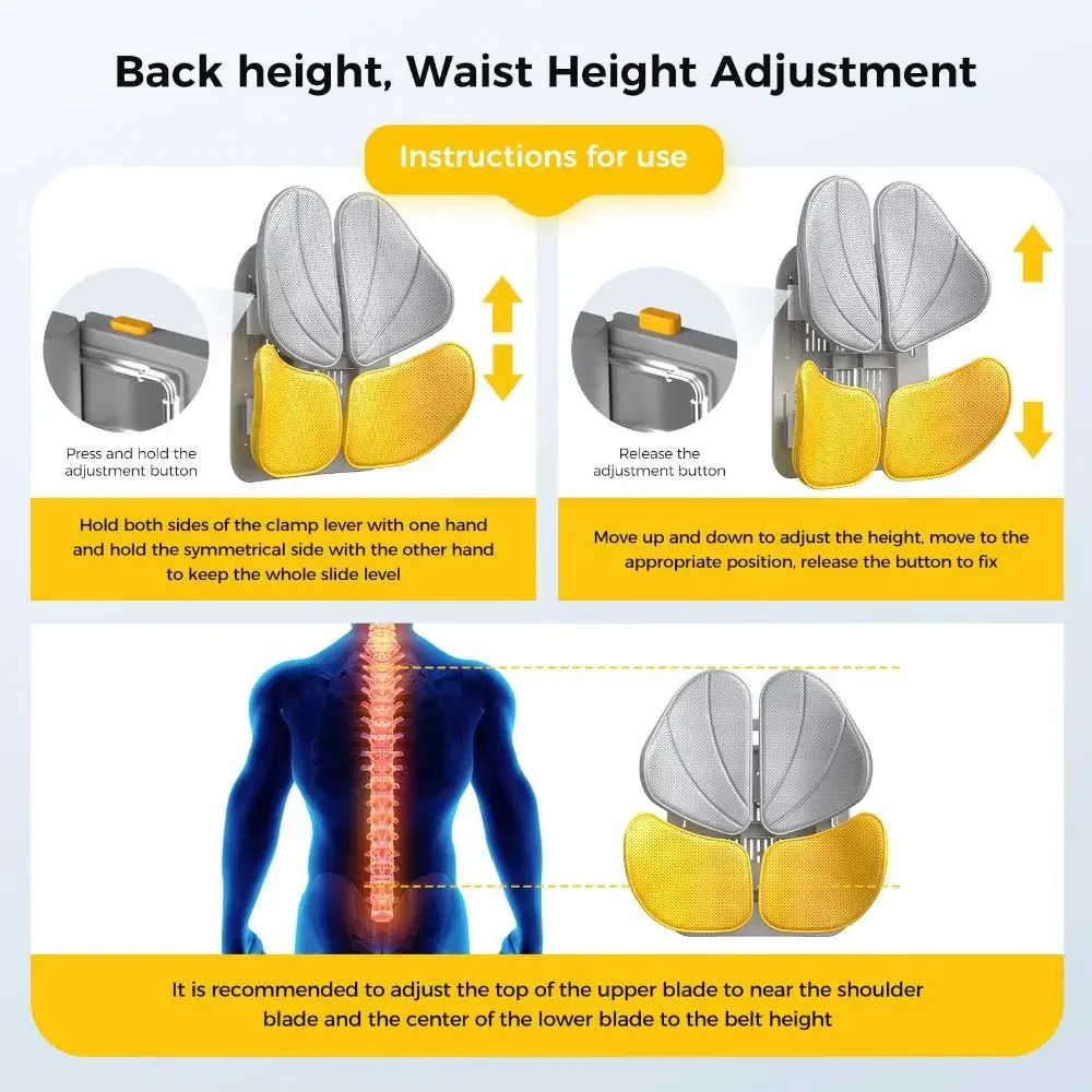 Adjustable Ergonomic Memory Foam Mesh Waist Relief Chair Cushion - Image 8