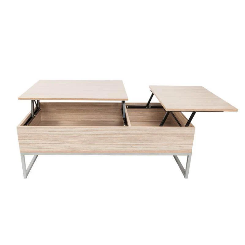 Adjustable Lift Top Coffee Table Modern Furniture Hidden Compartment And Lift Tabletop Imitation Wood Grain Color - Image 2