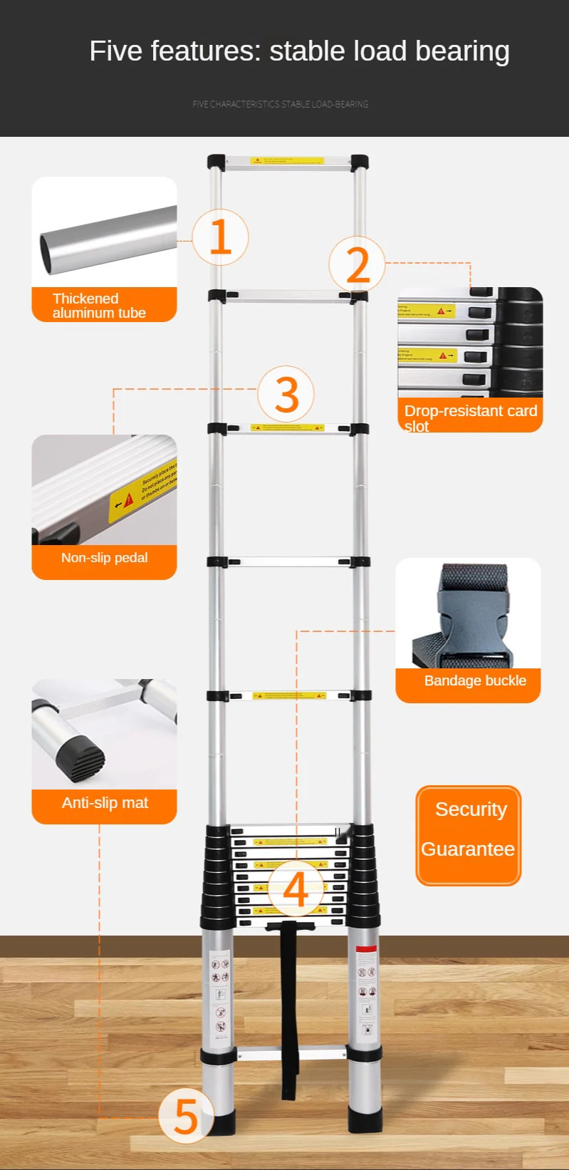 Adjustable Non-Slip Foldable Telescopic Ladder - Image 12