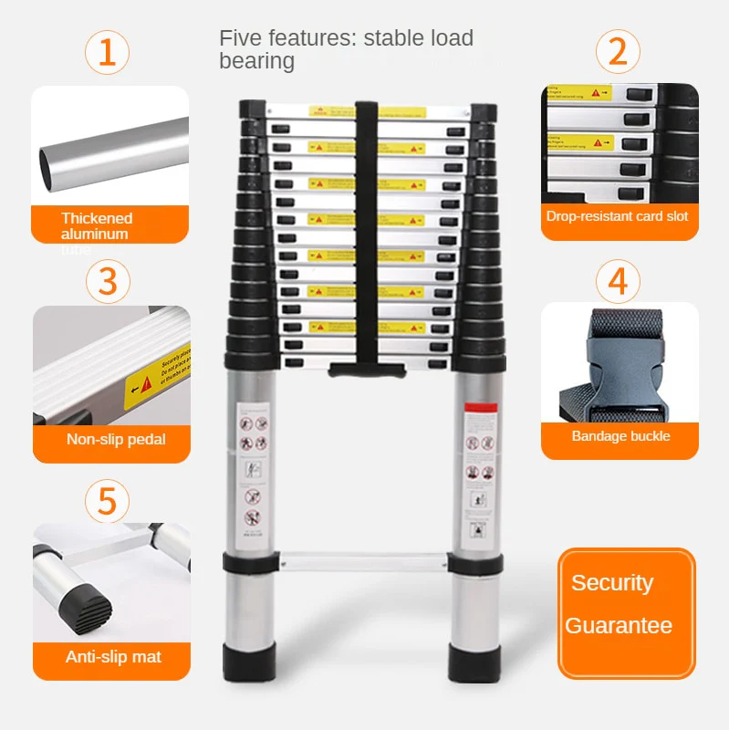 Adjustable Non-Slip Foldable Telescopic Ladder - Image 3