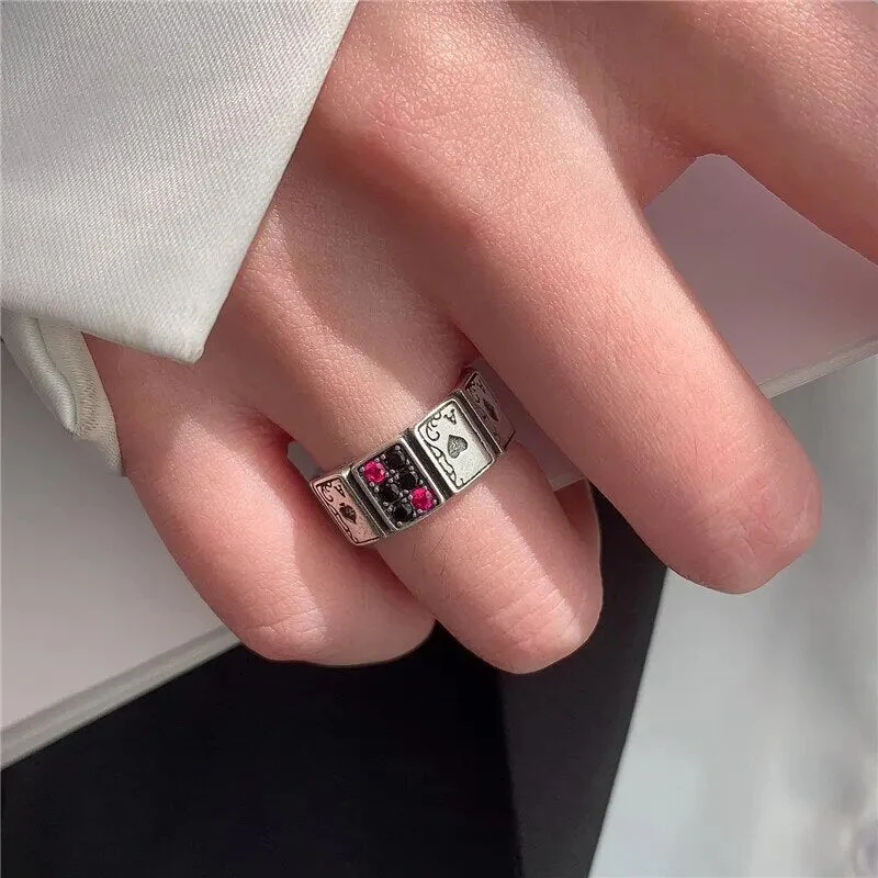 Adjustable Playing Cards Open Cuff Rings - Image 2