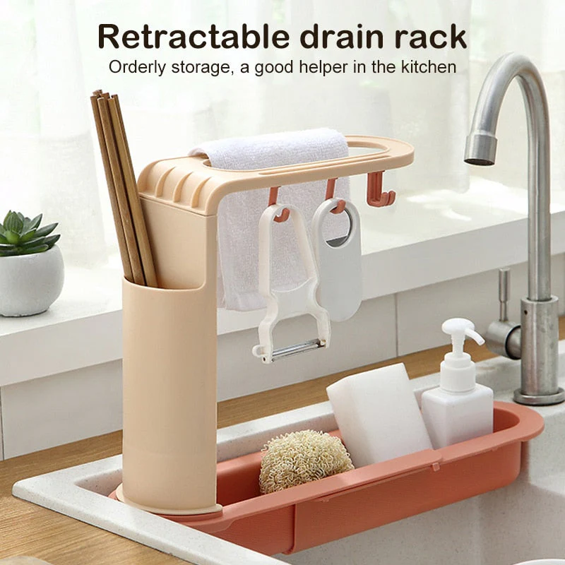 Adjustable Shelf Drain Rack Kitchen Organizer - Image 6