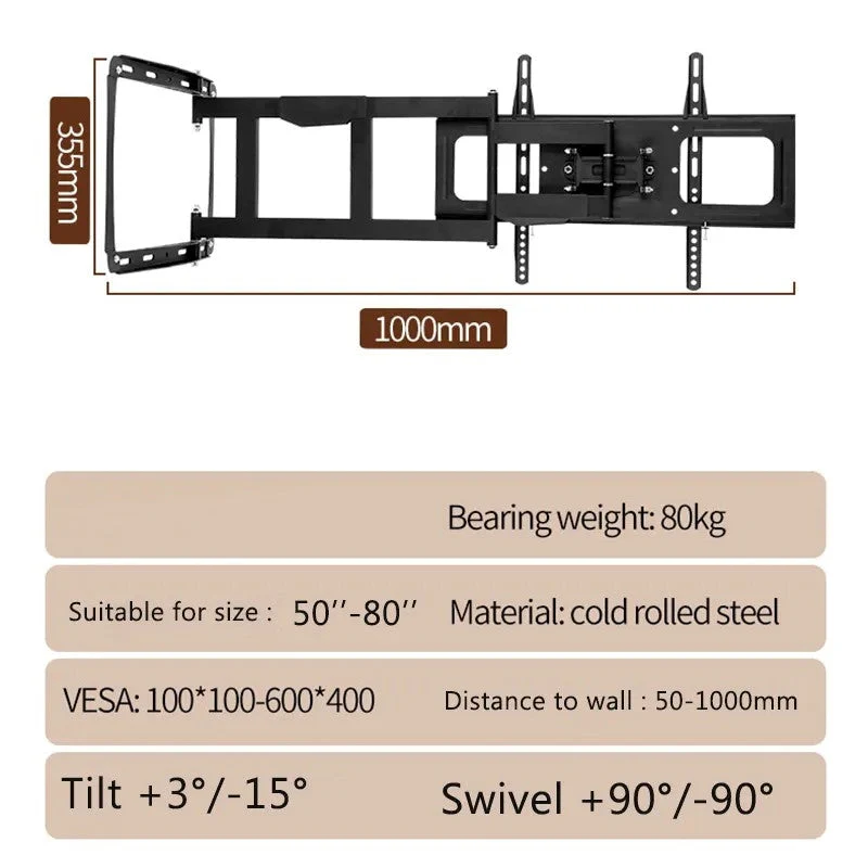 Adjustable Steady Hold High-Power Long Reach TV Wall Mount - Image 9