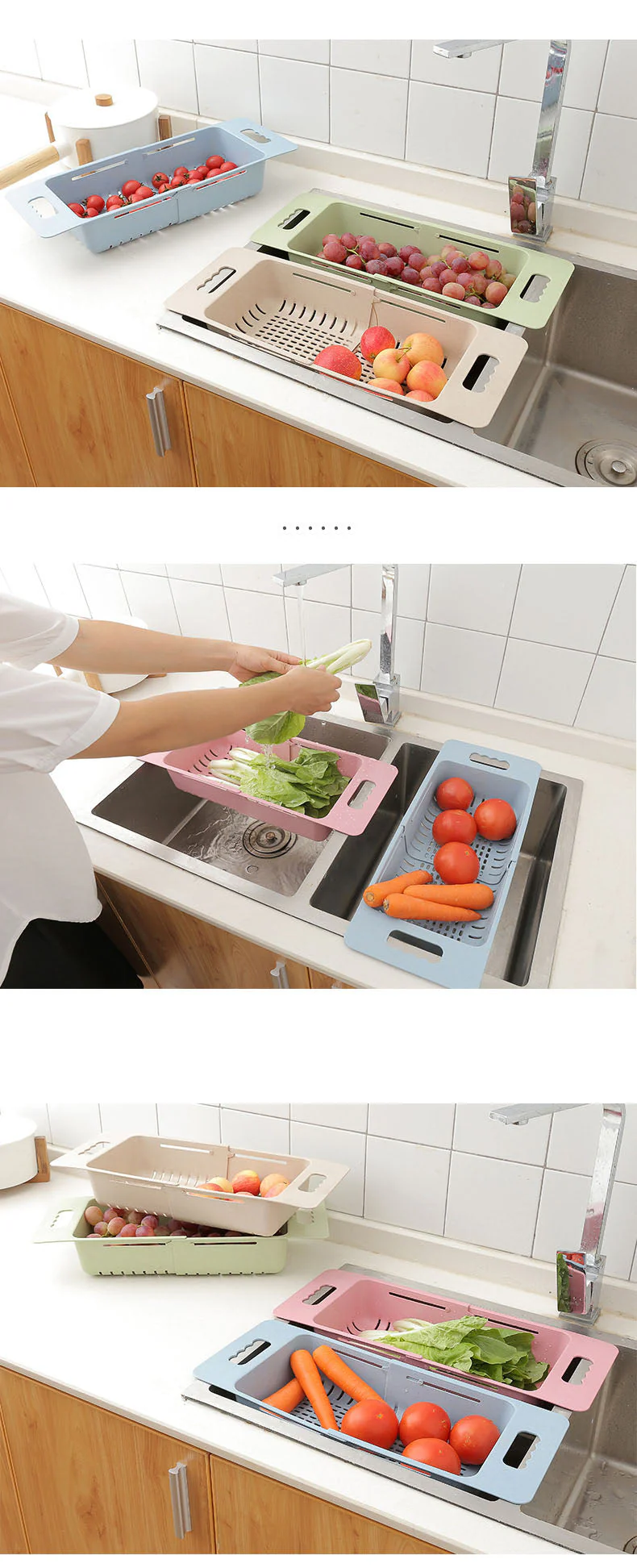 Adjustable Telescopic Fruit Sink Basket - Image 5