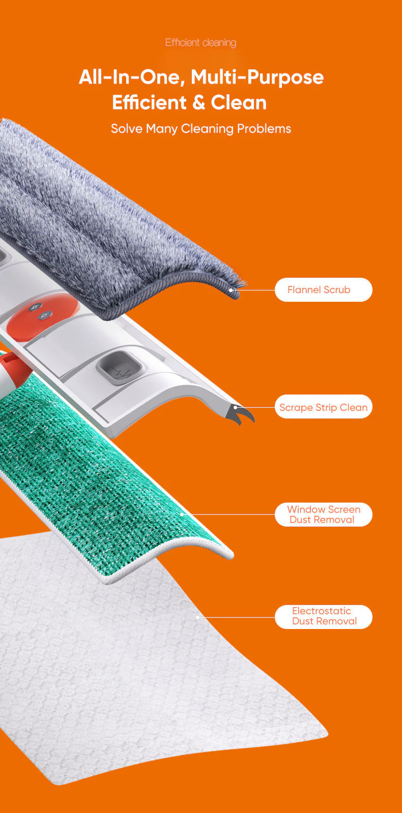 Adjustable Telescopic Long Handle Window Scraper Brush - Image 13