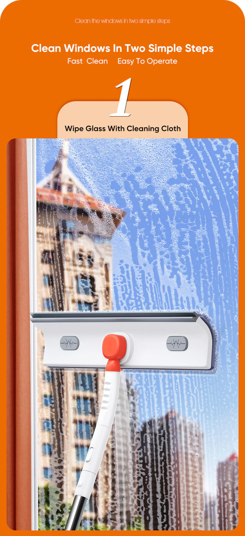 Adjustable Telescopic Long Handle Window Scraper Brush - Image 7