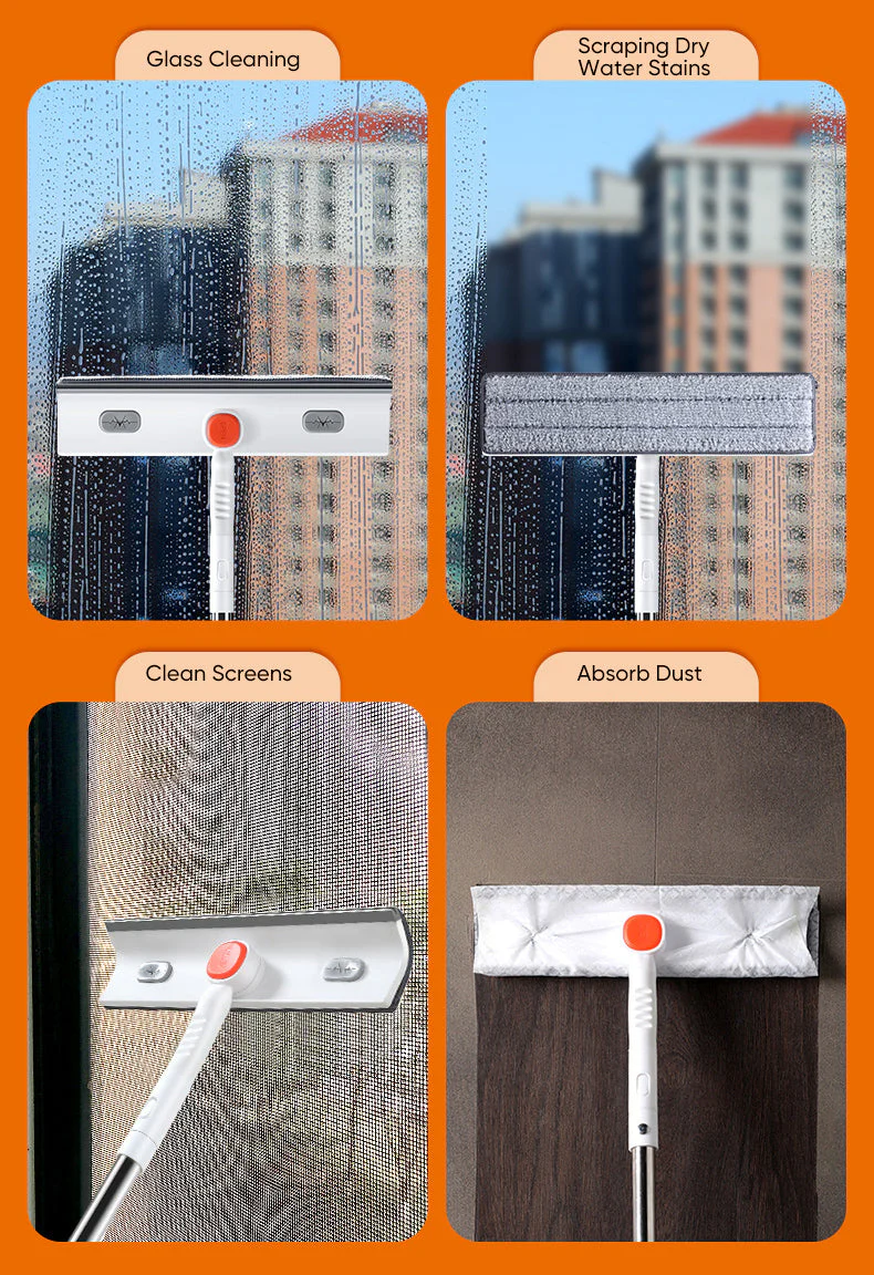 Adjustable Telescopic Long Handle Window Scraper Brush - Image 8