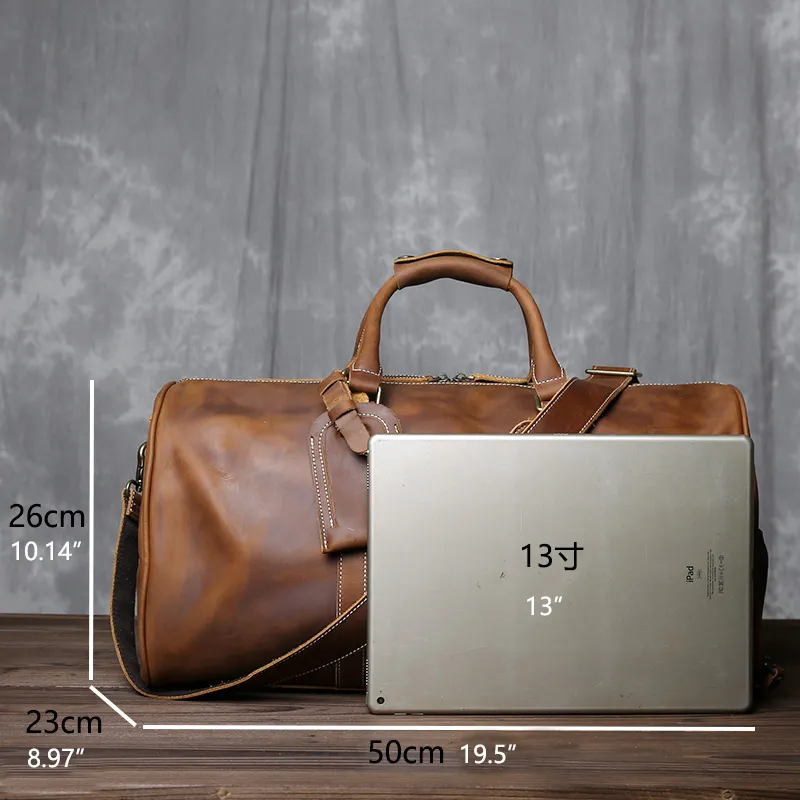 American Style Retro Leather Large Capacity Shoulder Bag - Image 3