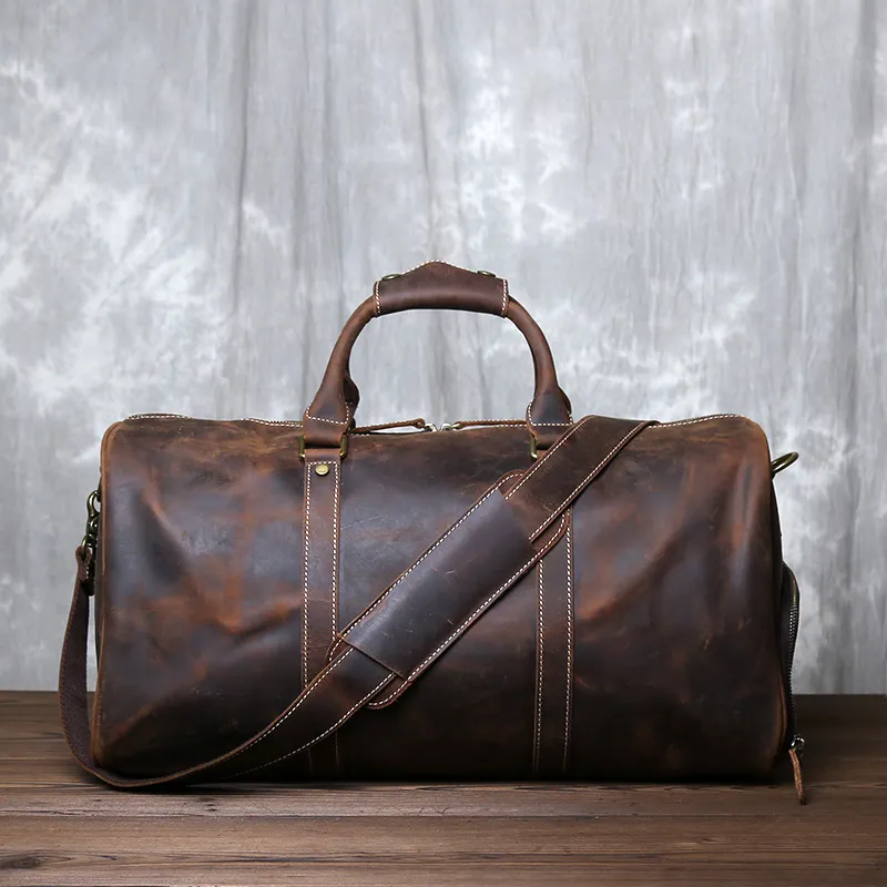 American Style Retro Leather Large Capacity Shoulder Bag - Image 5