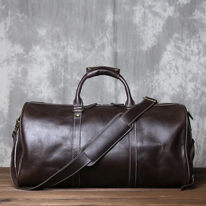 American Style Retro Leather Large Capacity Shoulder Bag - Image 6