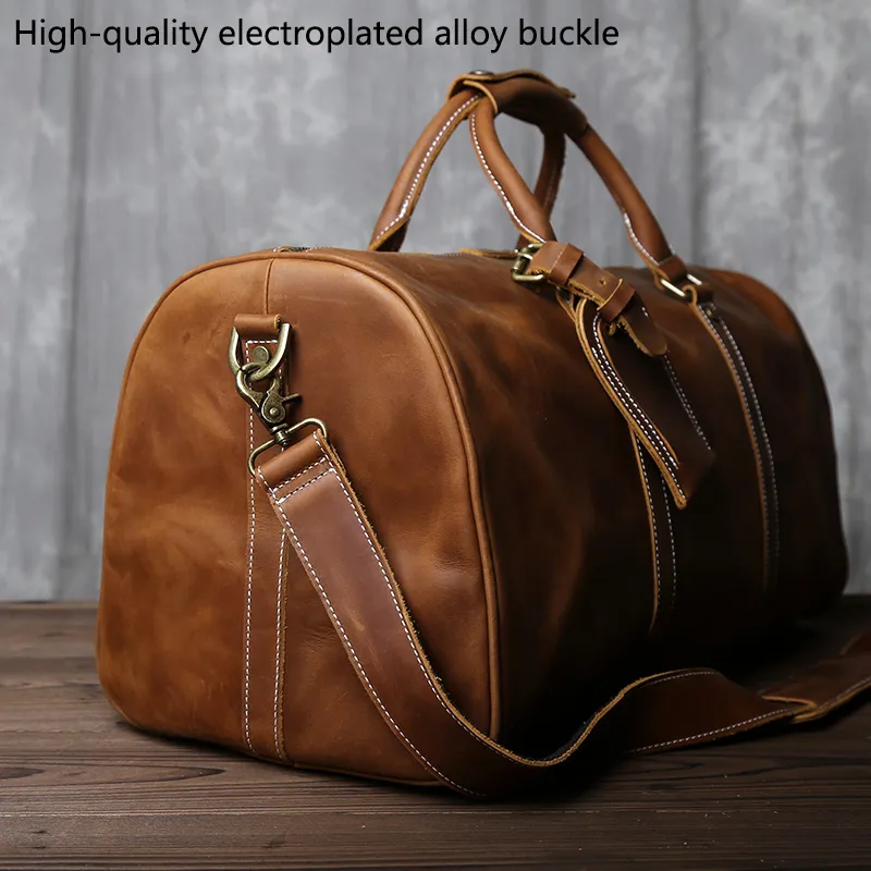 American Style Retro Leather Large Capacity Shoulder Bag - Image 7