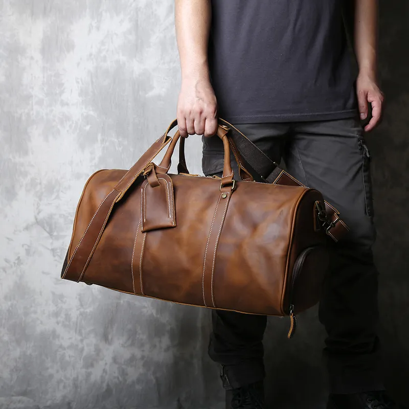 American Style Retro Leather Large Capacity Shoulder Bag - Image 8