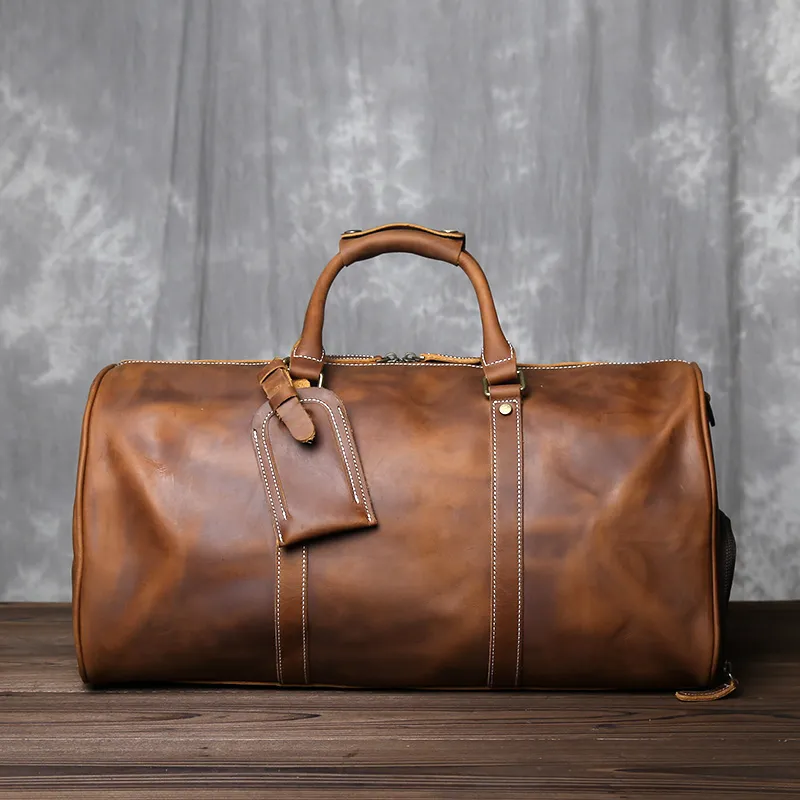 American Style Retro Leather Large Capacity Shoulder Bag - Image 9