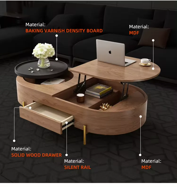 American Style Wooden Nordic Space Saving Coffee Table - Image 5