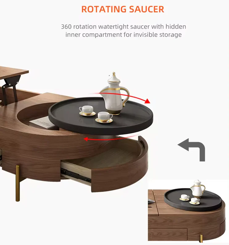 American Style Wooden Nordic Space Saving Coffee Table - Image 7