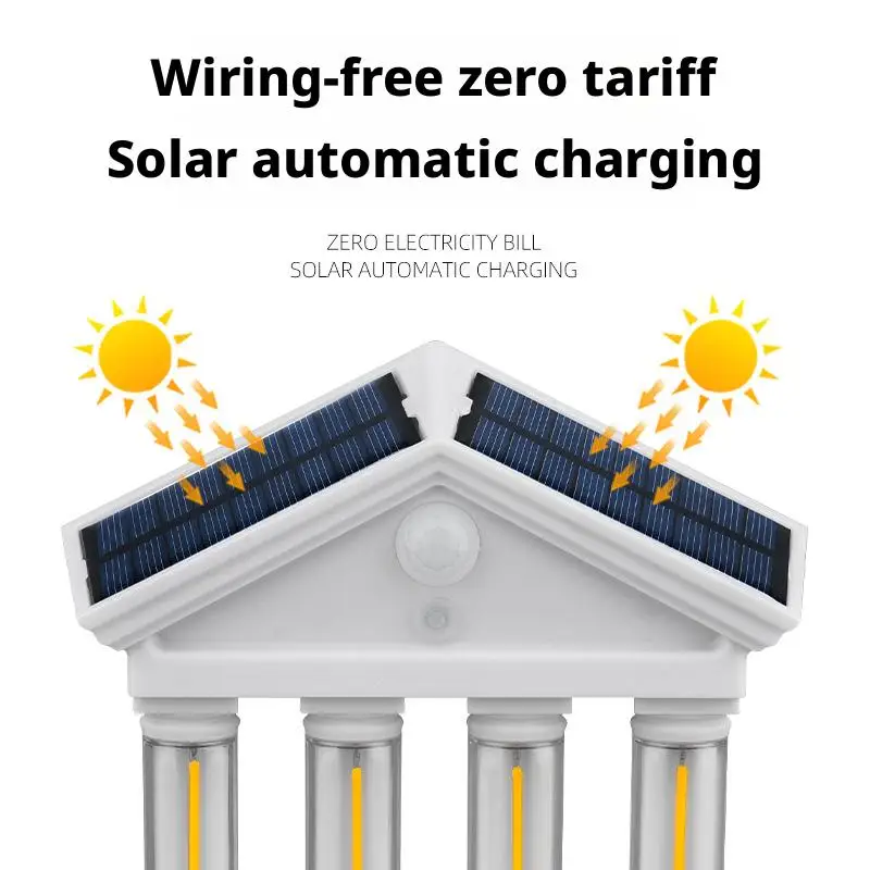 Ancient Architecture Solar-Powered Waterproof Outdoor Lamp - Image 2