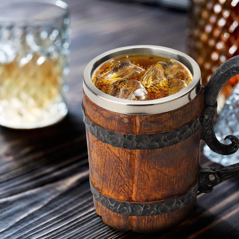 Ancient Time Stainless Steel Wooden Mug - Image 2