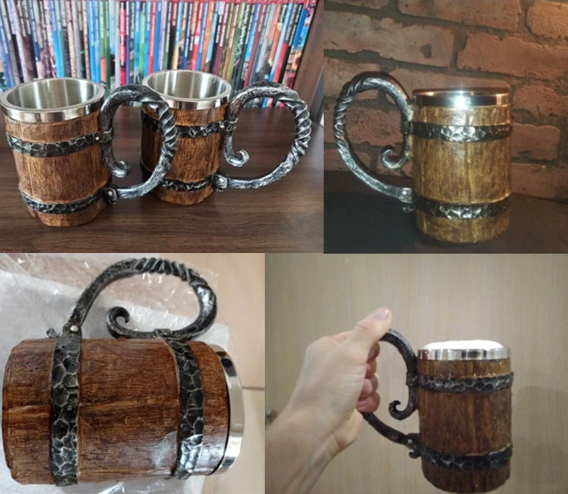 Ancient Time Stainless Steel Wooden Mug - Image 3