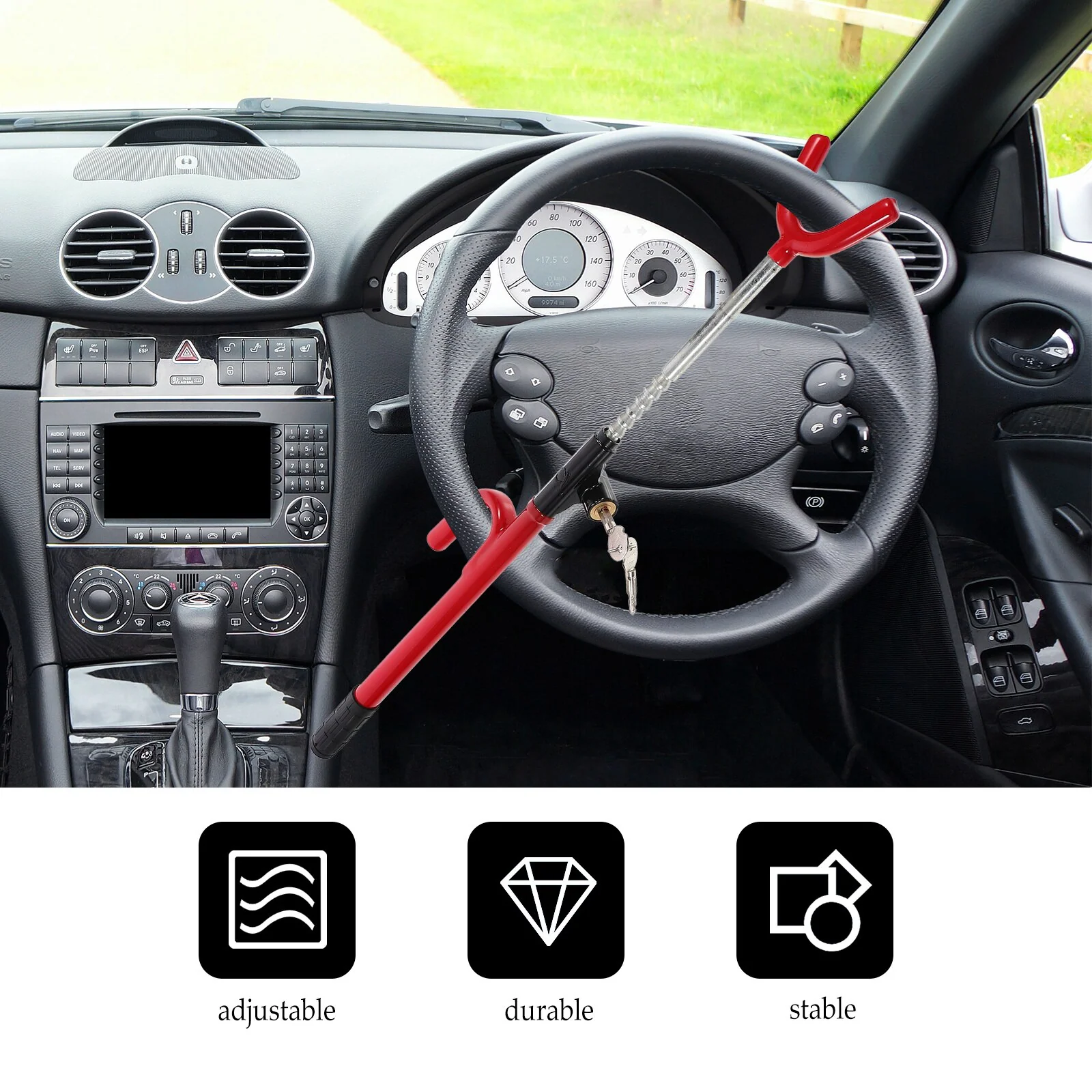Anti-Theft Car Steering Wheel Retractable Safety Lock - Image 6