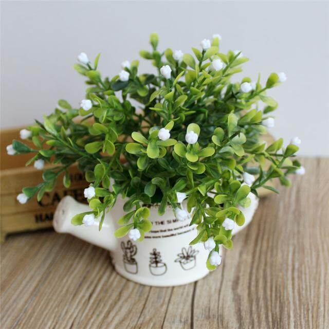 Artificial Plastic Flowers with Ceramics Vase - Image 3
