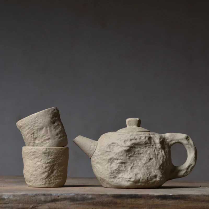 Artisan Rustic Stone Texture Teapot Set - Image 2
