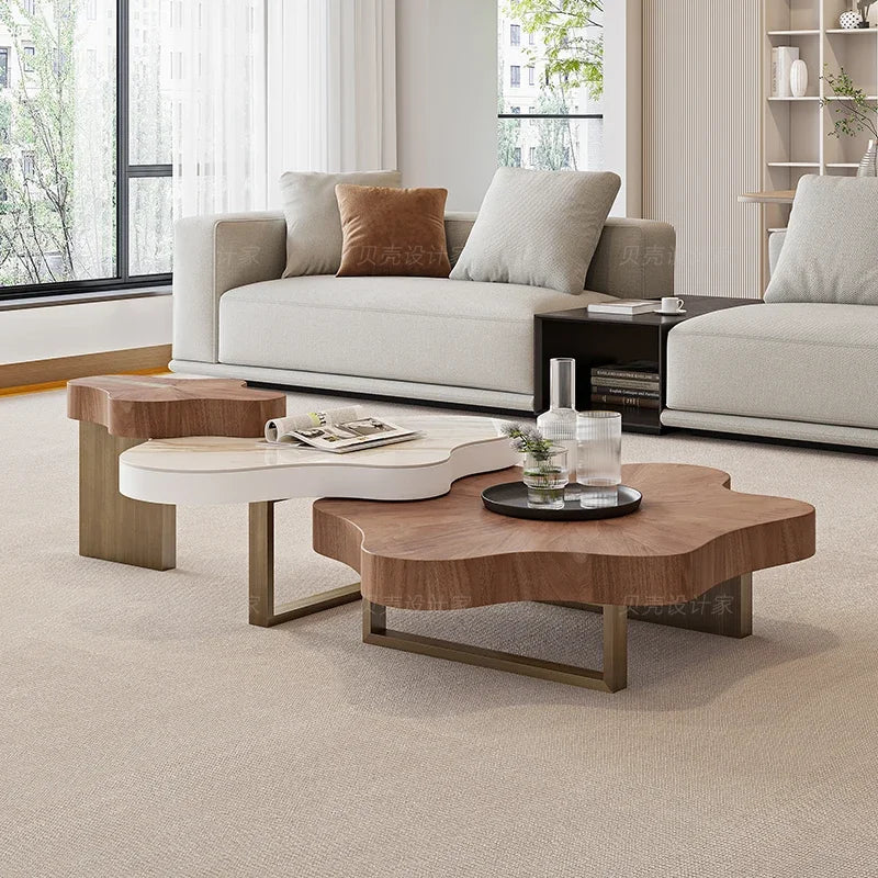 Artistic Bohemian Nature-Inspired Wooden Coffee Table - Image 2
