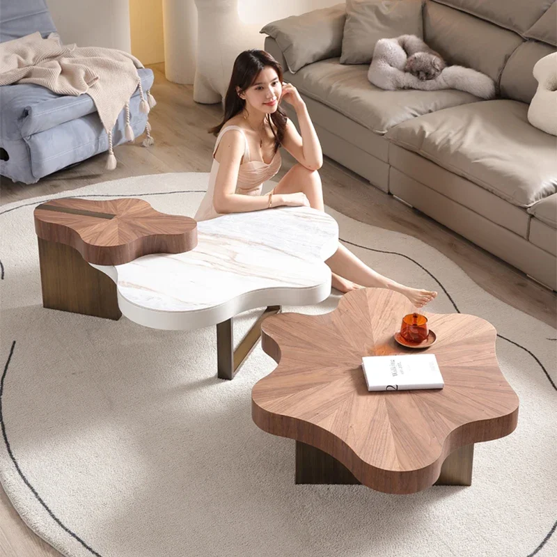 Artistic Bohemian Nature-Inspired Wooden Coffee Table - Image 3